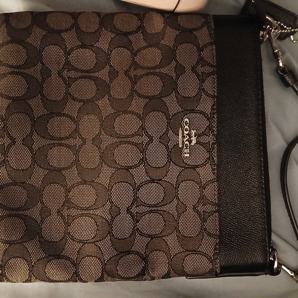 Coach Signature Black and Brown Shoulder Bag